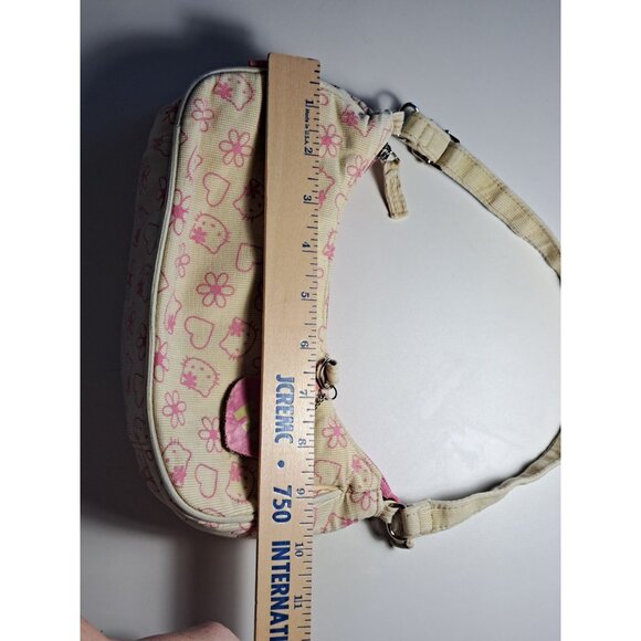 2000s Y2K Hello Kitty Pink & Cream Corduroy Hello Monogram Shoulder Bag Purse - Picture 13 of 15